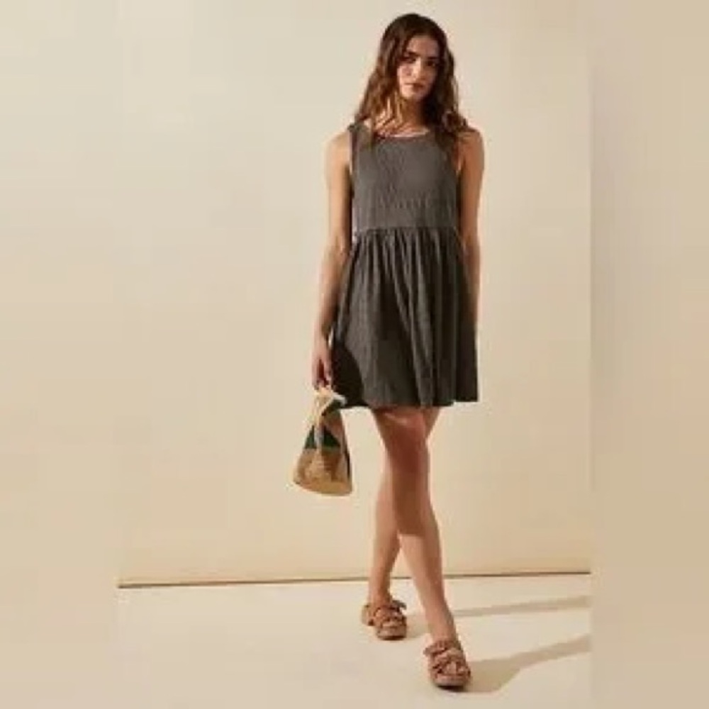 Free People Gray Sleeveless Sundress Mini